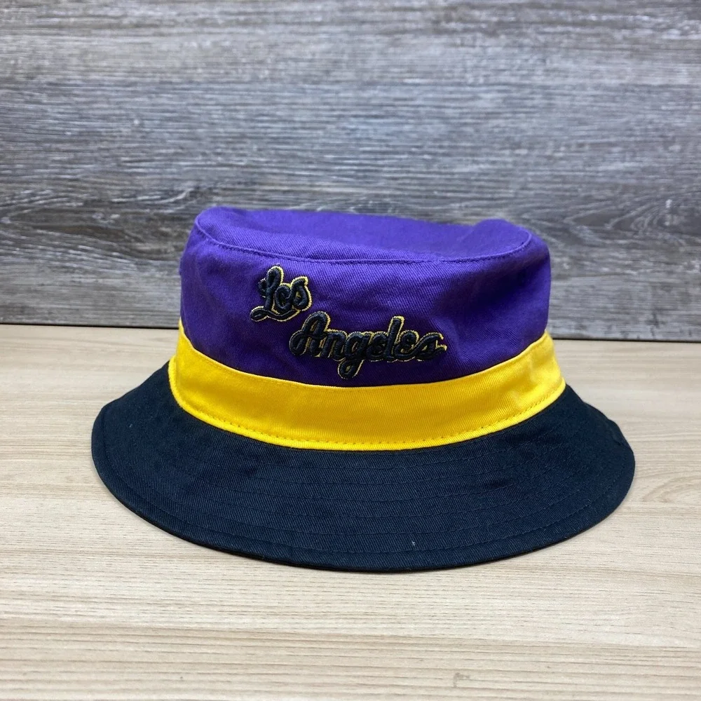 Los Angeles Lakers Hat Cap Bucket‎ Hat Purple Gold NBA Mitchell & Ness HWC L/XL